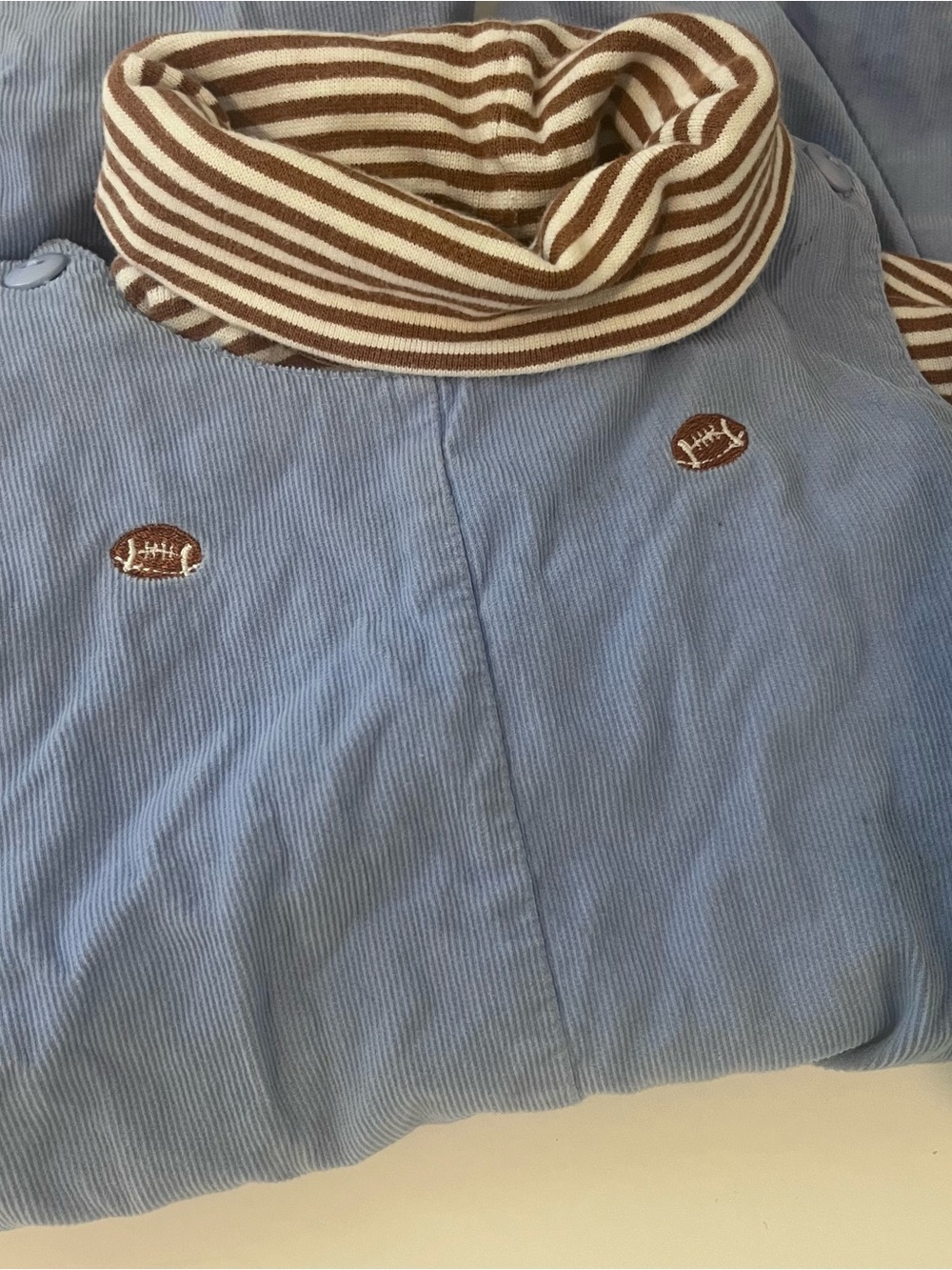 Baby Luigi Blue Corduroy Overall Matching Turtleneck Embroidered Footballs 24m
